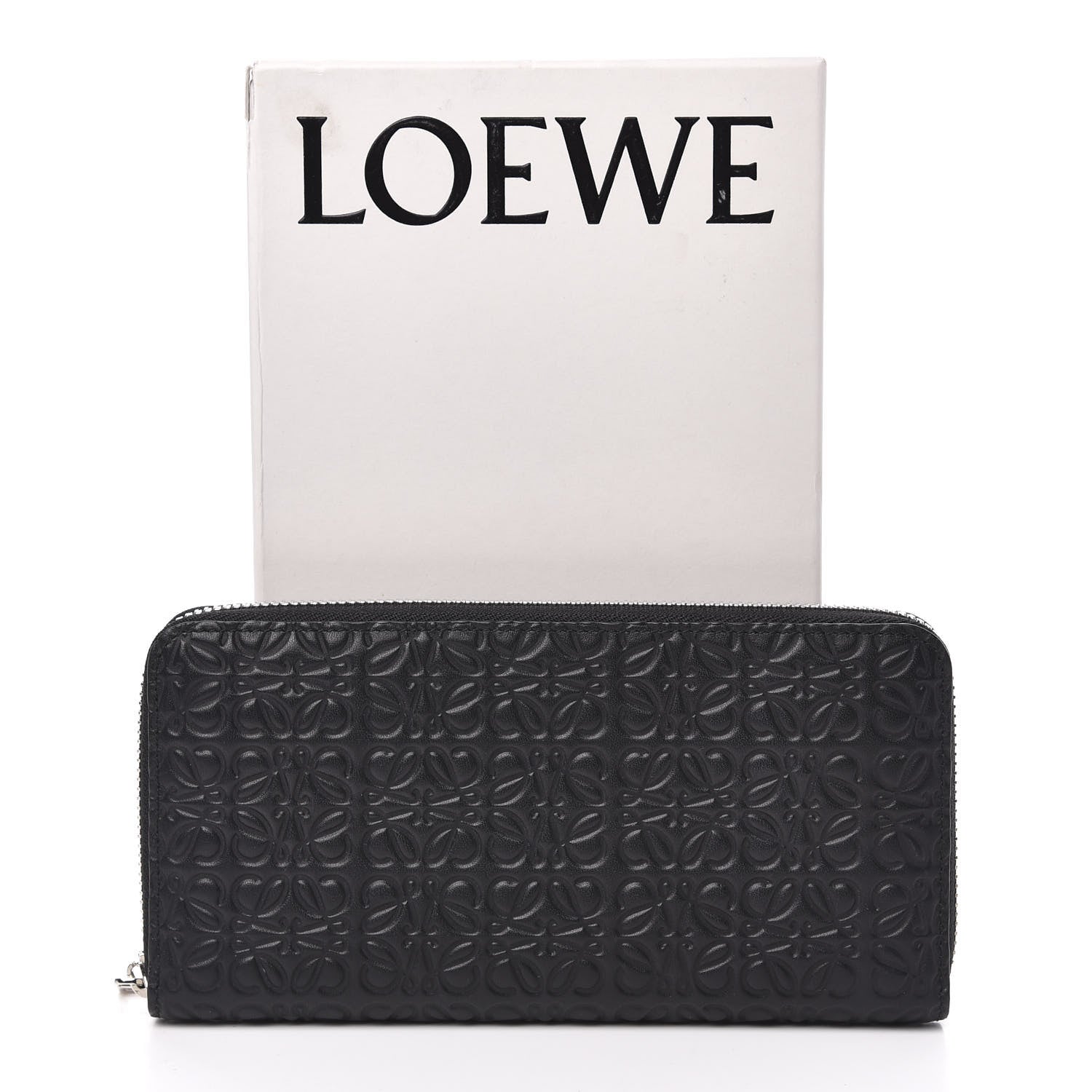 Loewe Calfskin Embossed Repeat Zip Wallet Black 7 of 7