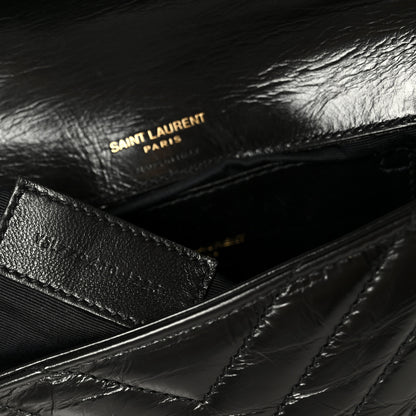 Saint Laurent Shiny Calfskin Matelasse Chevron Monogram Mini College Bag Black 7 of 11