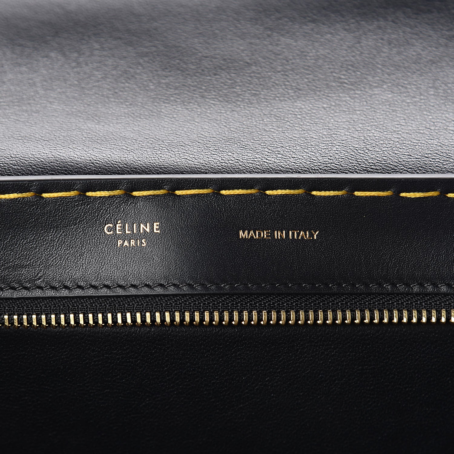 Celine Smooth Calfskin Yellow Stitching Medium Trapeze Black 6 of 9