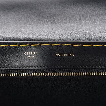 Celine Smooth Calfskin Yellow Stitching Medium Trapeze Black 6 of 9