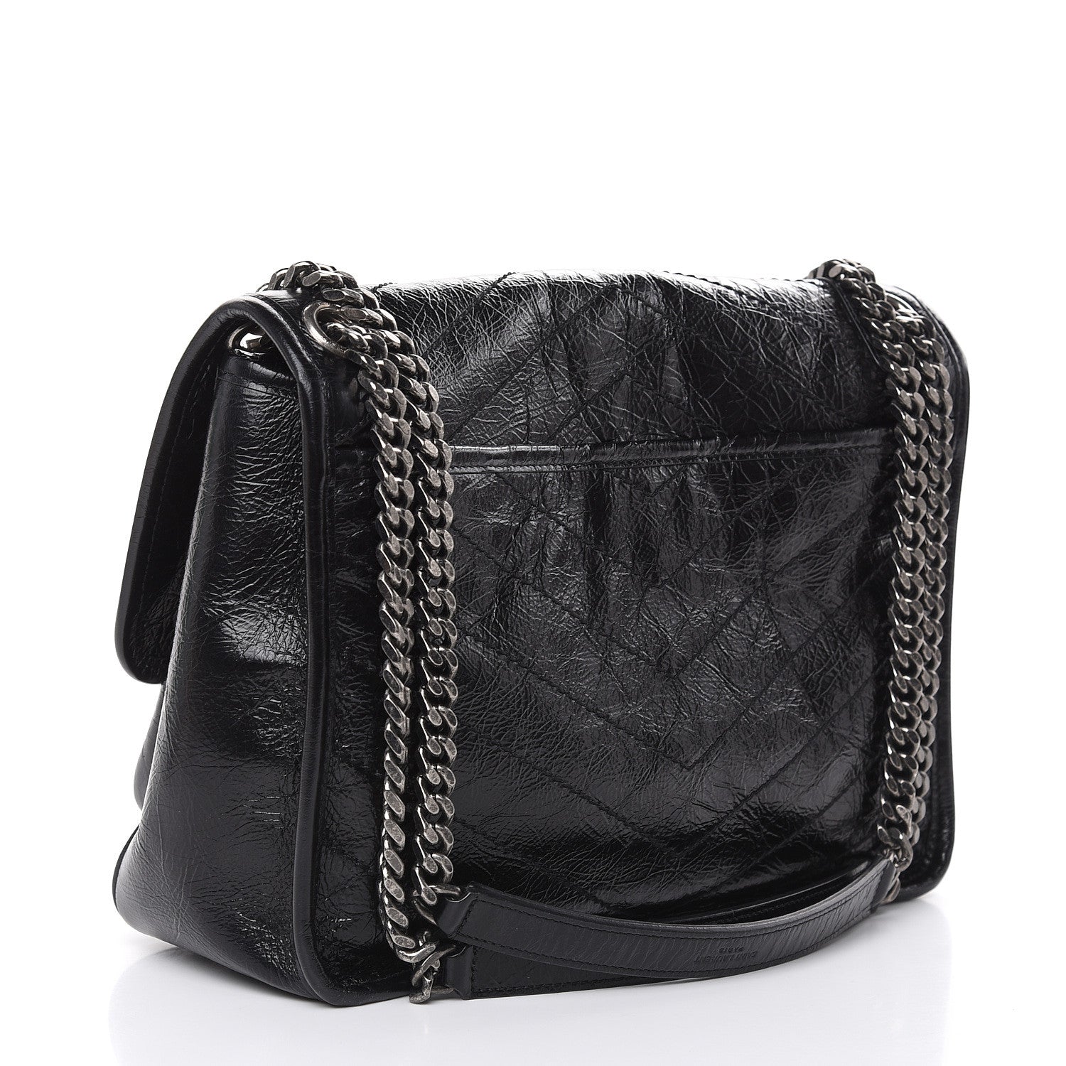 Saint Laurent Crinkled Calfskin Matelasse Monogram Medium Niki Chain Satchel Black 3 of 13