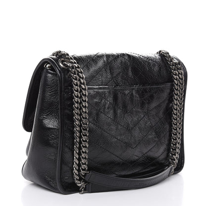 Saint Laurent Crinkled Calfskin Matelasse Monogram Medium Niki Chain Satchel Black 3 of 13