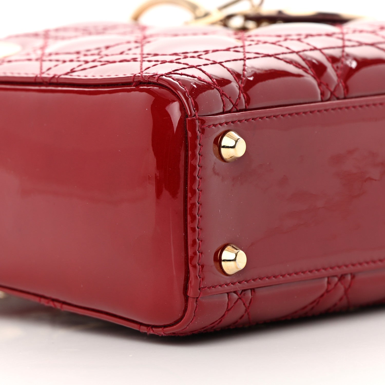 Christian Dior Patent Cannage Mini Lady Dior Red 9 of 12