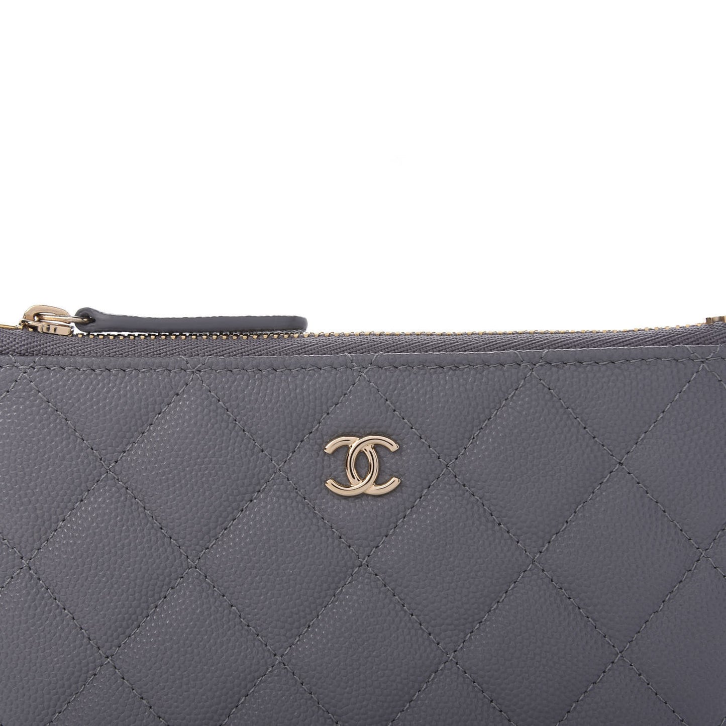 Caviar Quilted Small Cosmetic Case Grey