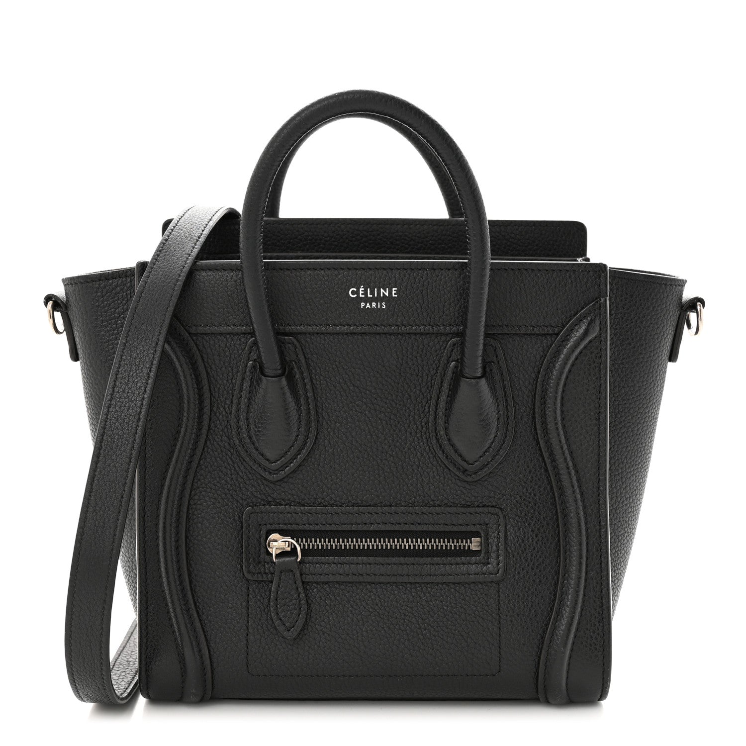 Celine Drummed Calfskin Nano Luggage Black 1 of 14