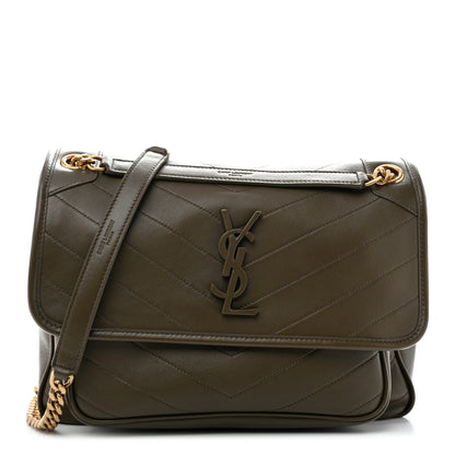 Saint Laurent Lambskin Matelasse Monogram Medium Niki Chain Satchel Seawood 1 of 12