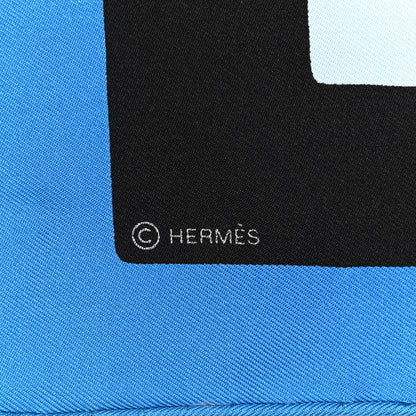 Hermes Silk Zeta De Nathalie Du Pasquier Scarf 90 Ciel Black Vert 4 of 5