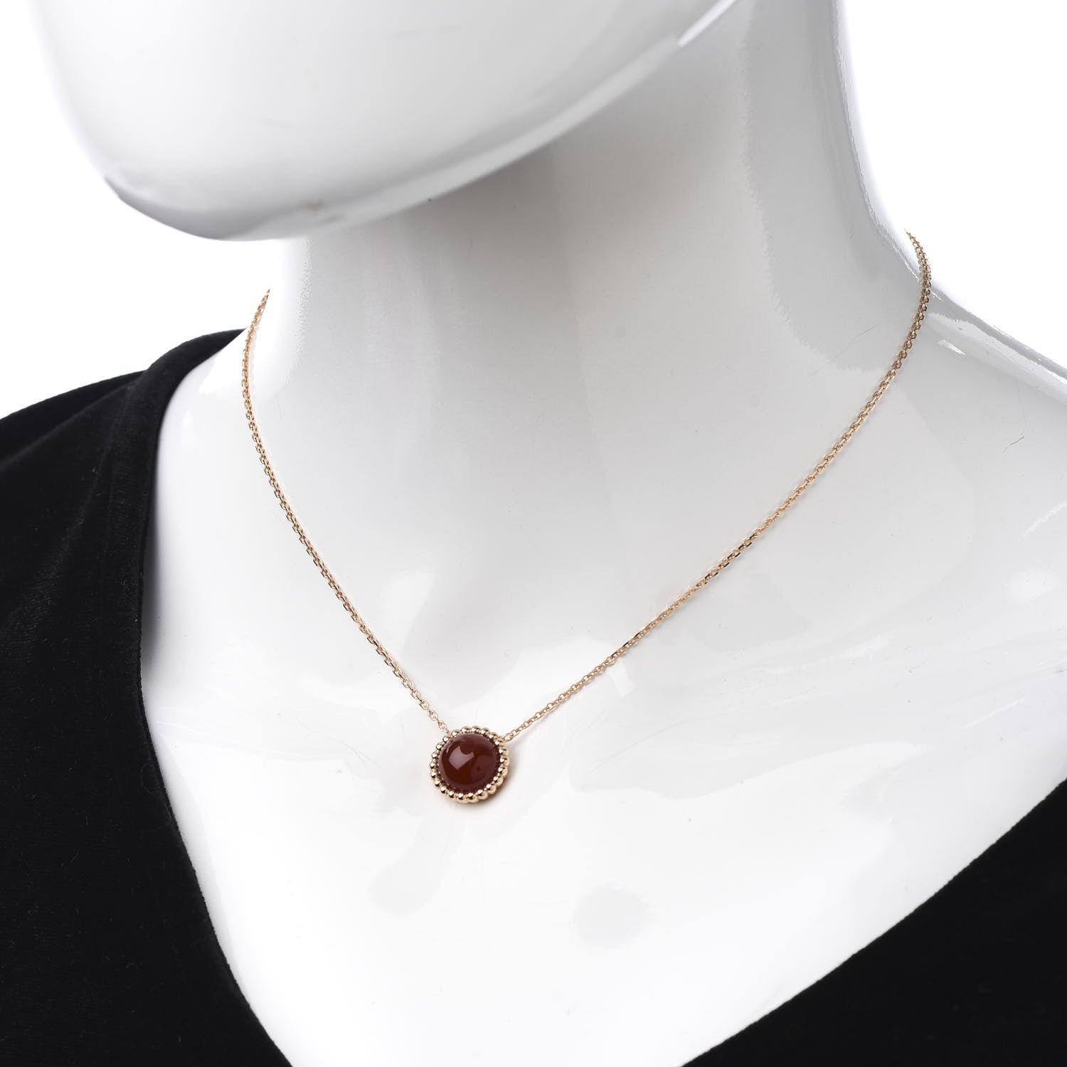 Van Cleef & Arpels 18K Rose Gold Carnelian Perlee Couleurs Pendant Necklace 2 of 5