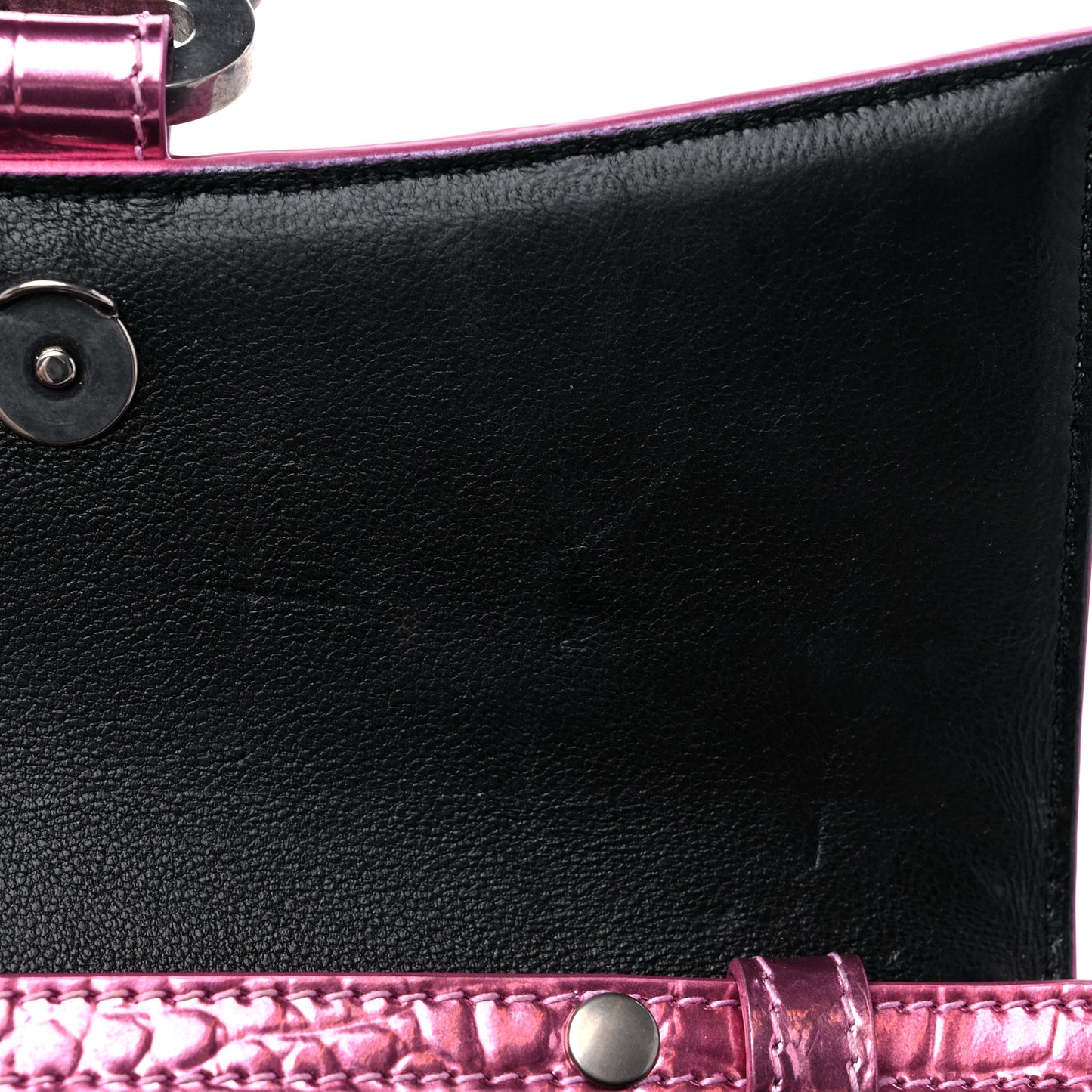 Metallic Shiny Calfskin Crocodile Embossed Hourglass Chain Bag Pink