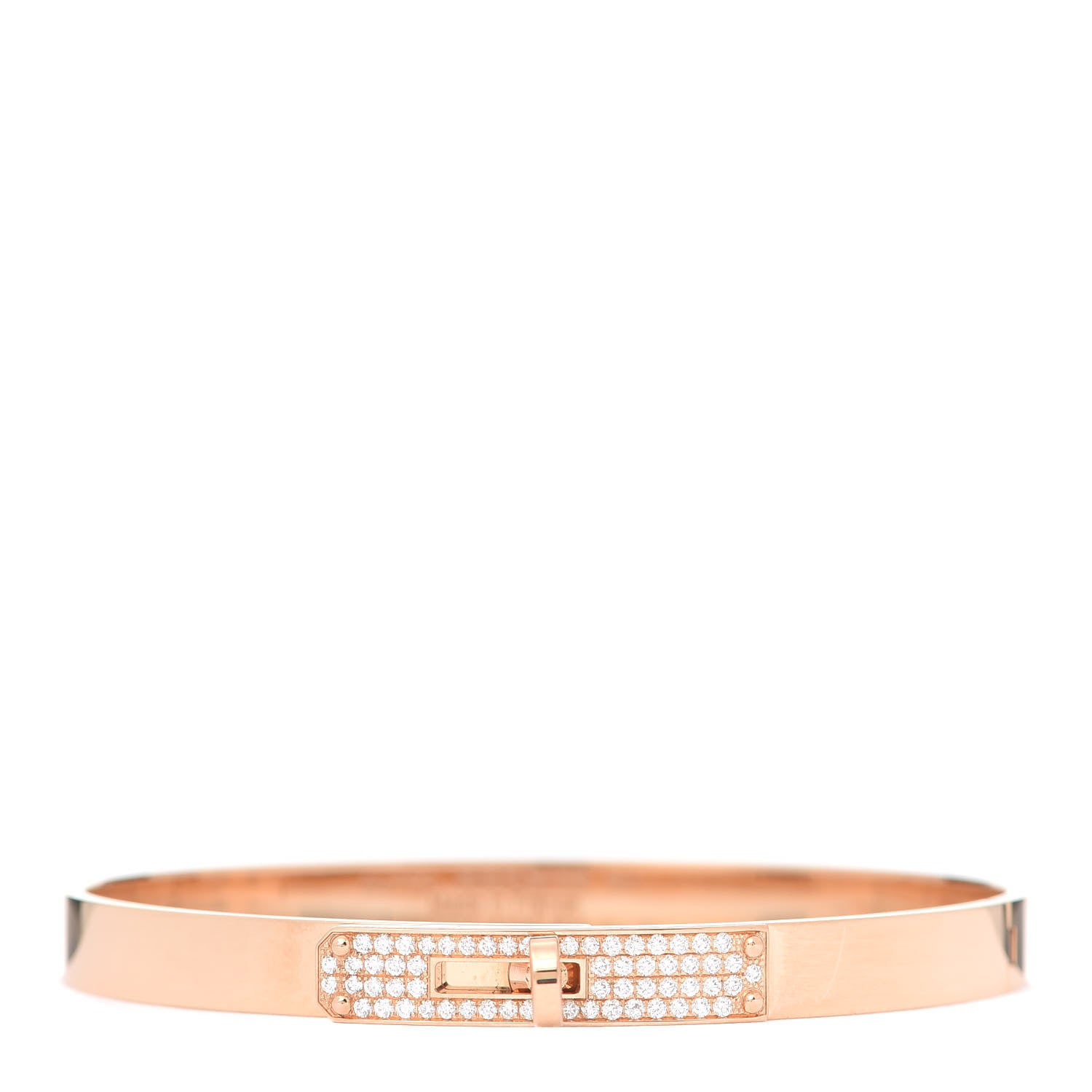 Hermes 18K Rose Gold Diamond PM Kelly Pave Bracelet SH 1 of 5