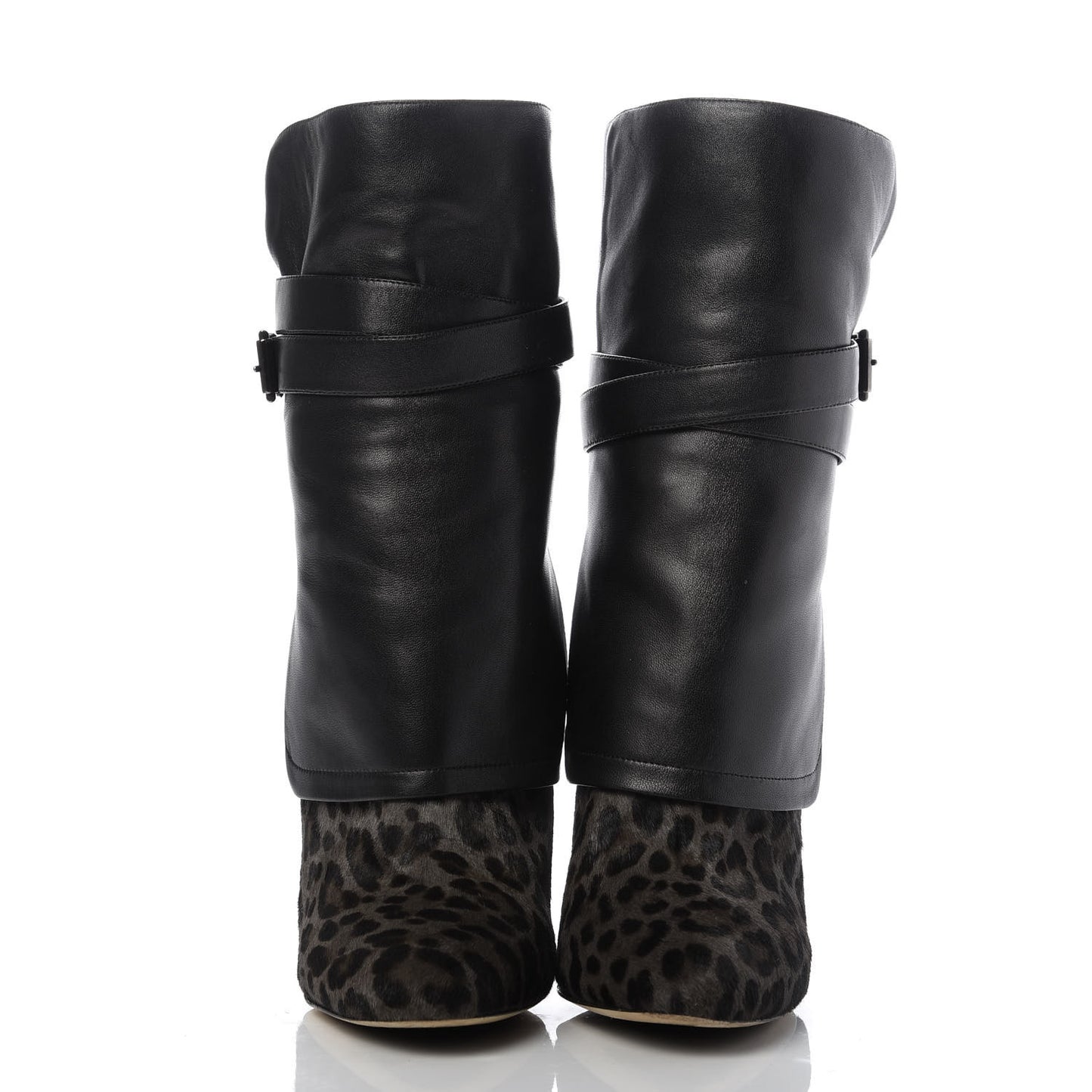 Pony Hair Leopard Nappa Blaine Boot 39.5 Smoke Black