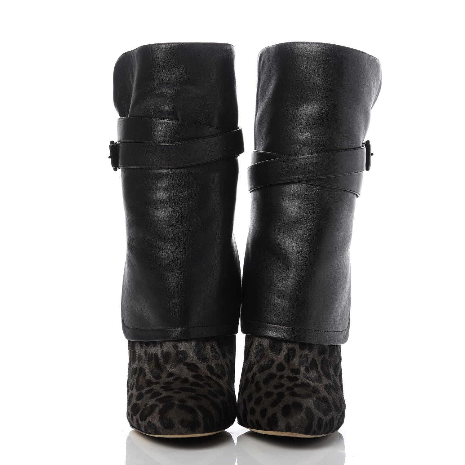 Jimmy Choo Pony Hair Leopard Nappa Blaine Boot 39.5 Smoke Black 2 of 9