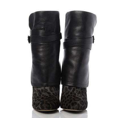 Jimmy Choo Pony Hair Leopard Nappa Blaine Boot 39.5 Smoke Black 2 of 9