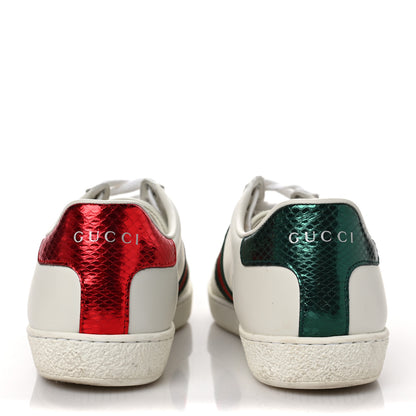 Gucci Calfskin Ayers Bee Embroidered Womens Ace Sneakers 36 White Green 5 of 12