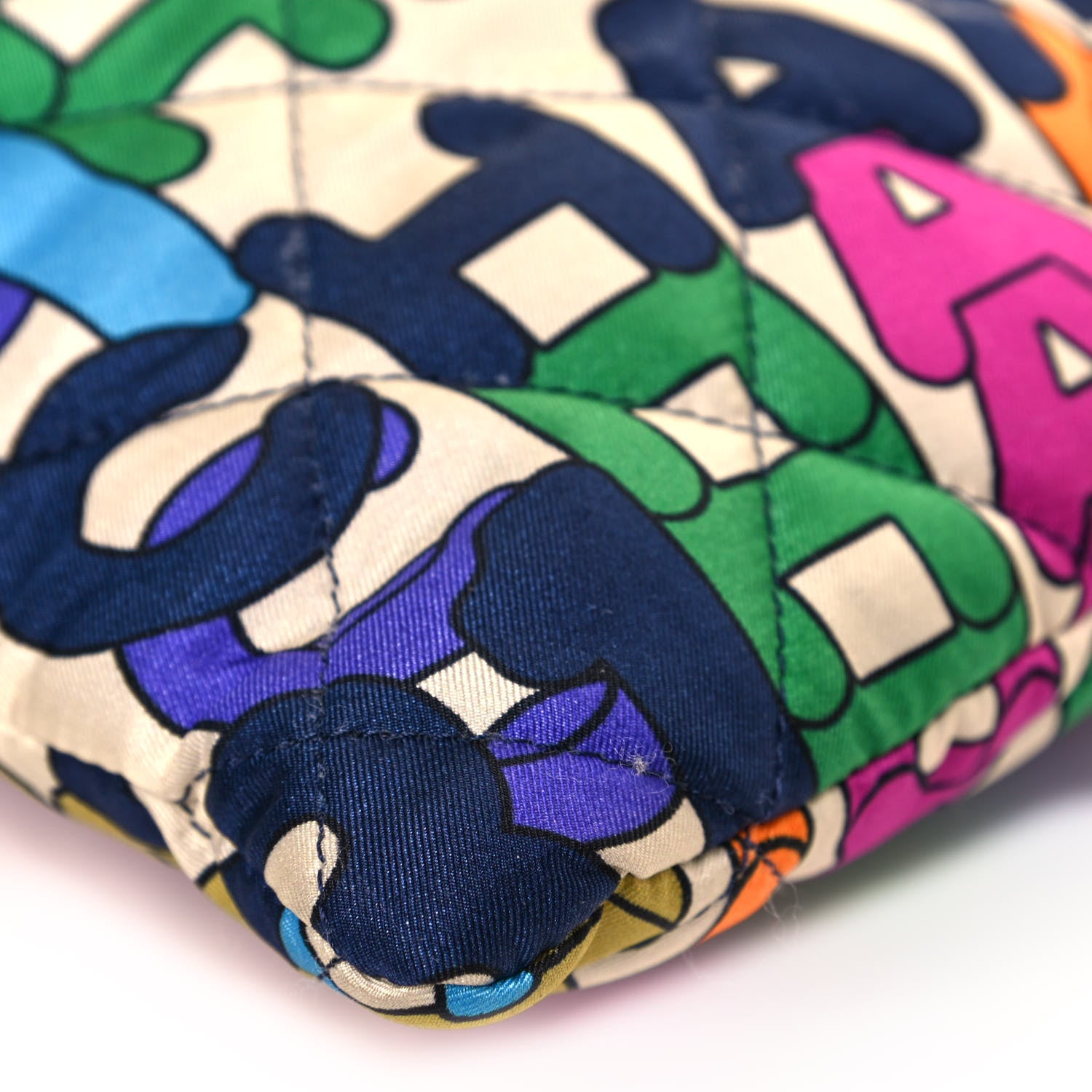 Chanel Printed Fabric Quilted Logo Large Shopping Tote Multicolor 11 of 12