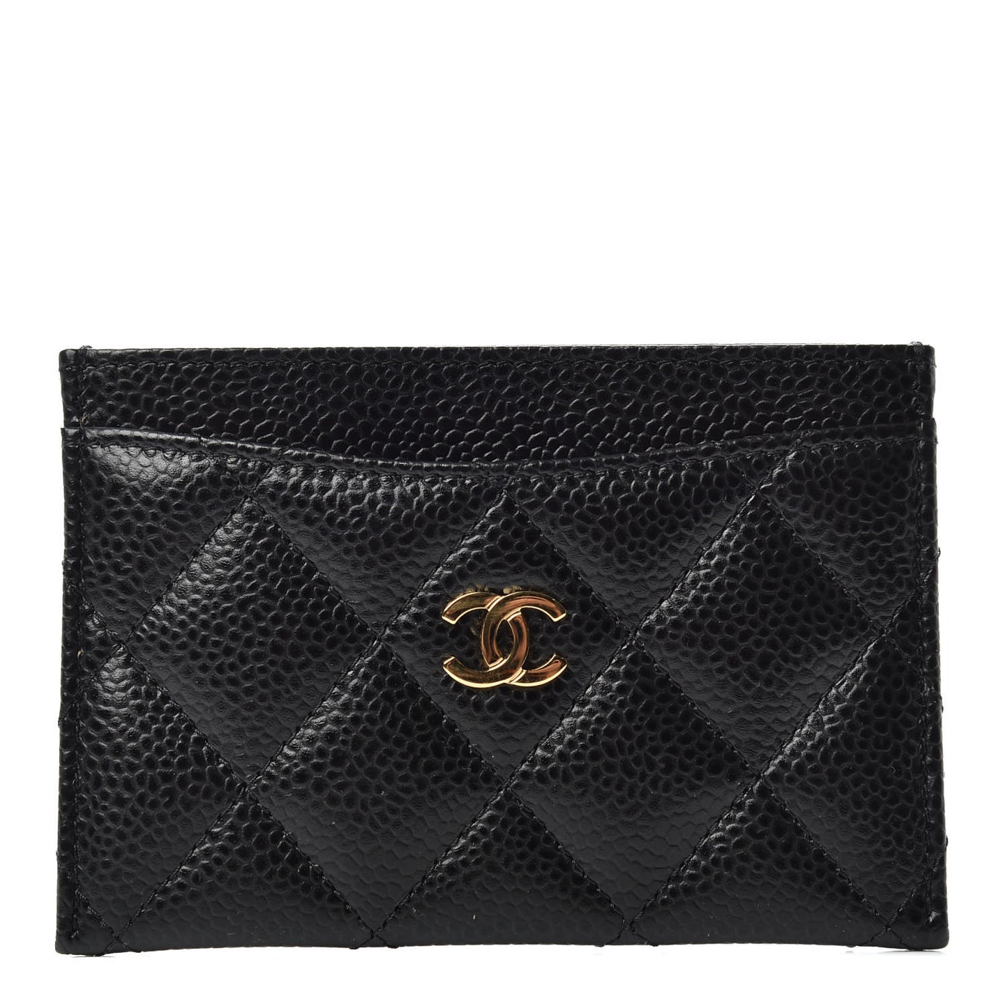Caviar Quilted Card Holder Black