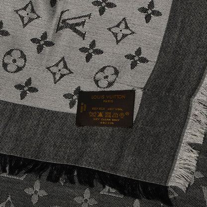 Louis Vuitton Silk Wool Monogram Denim Shawl Black 5 of 5