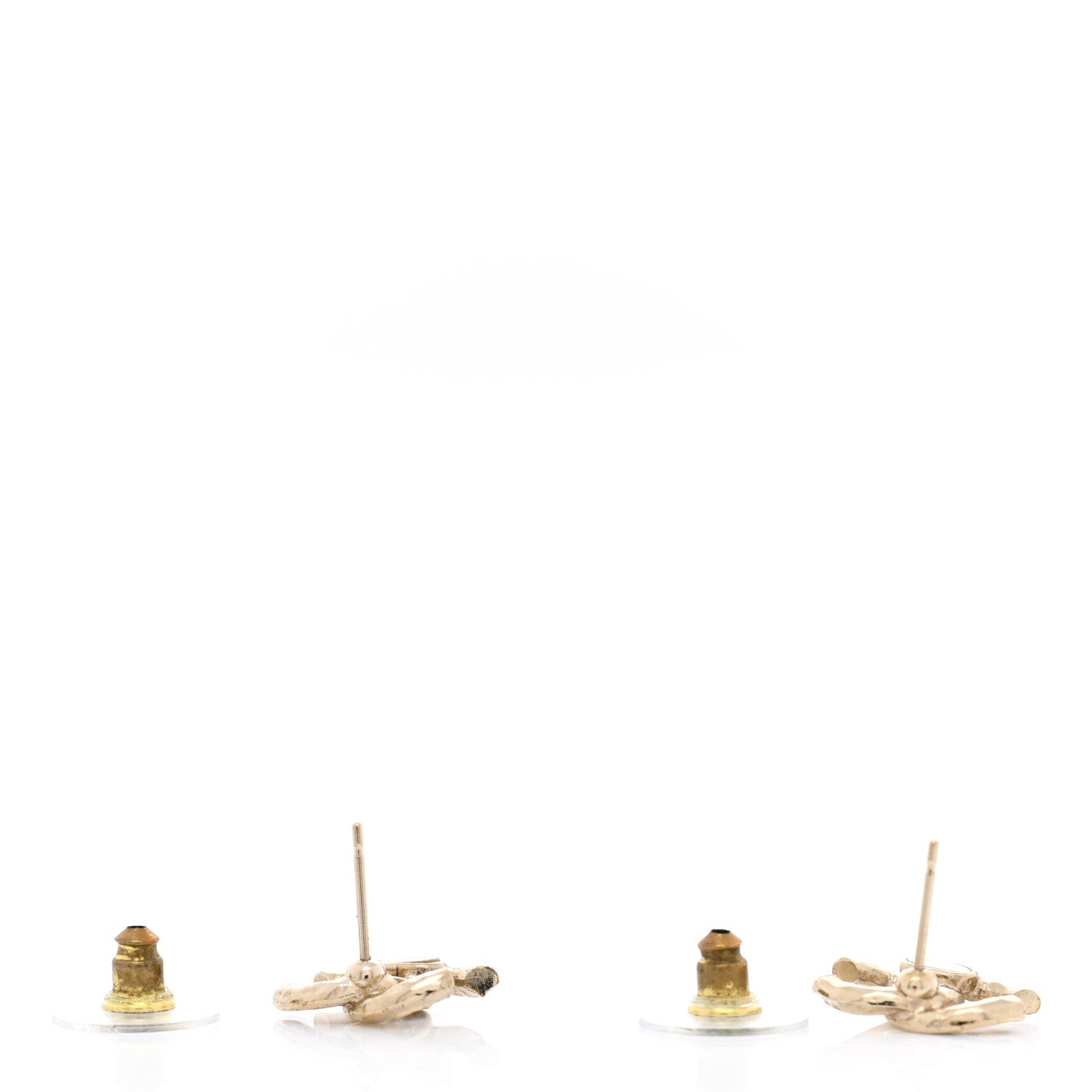 Chanel Textured Metal Crystal CC Earrings Gold 4 of 5