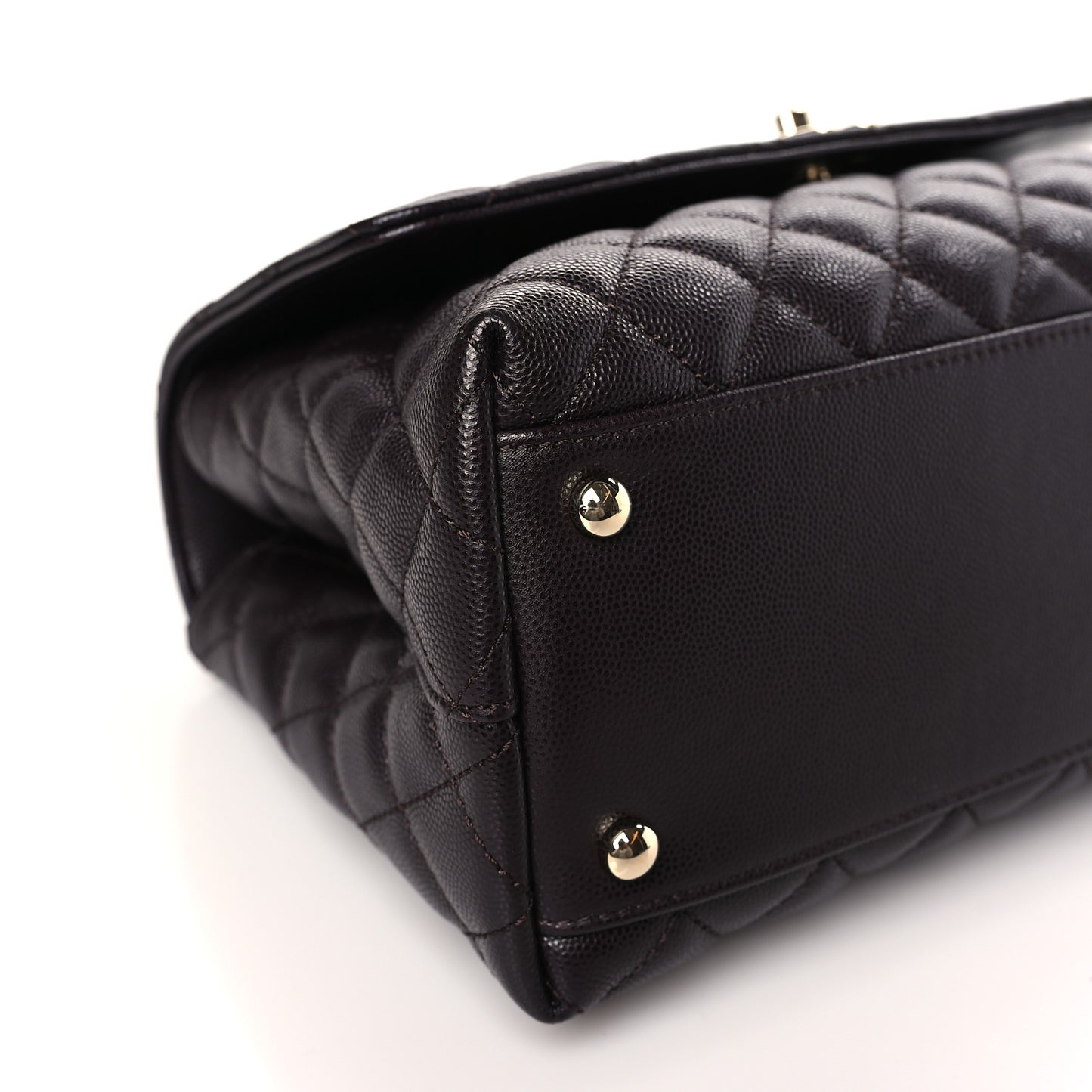 Caviar Quilted Small Coco Handle Flap Dark Brown