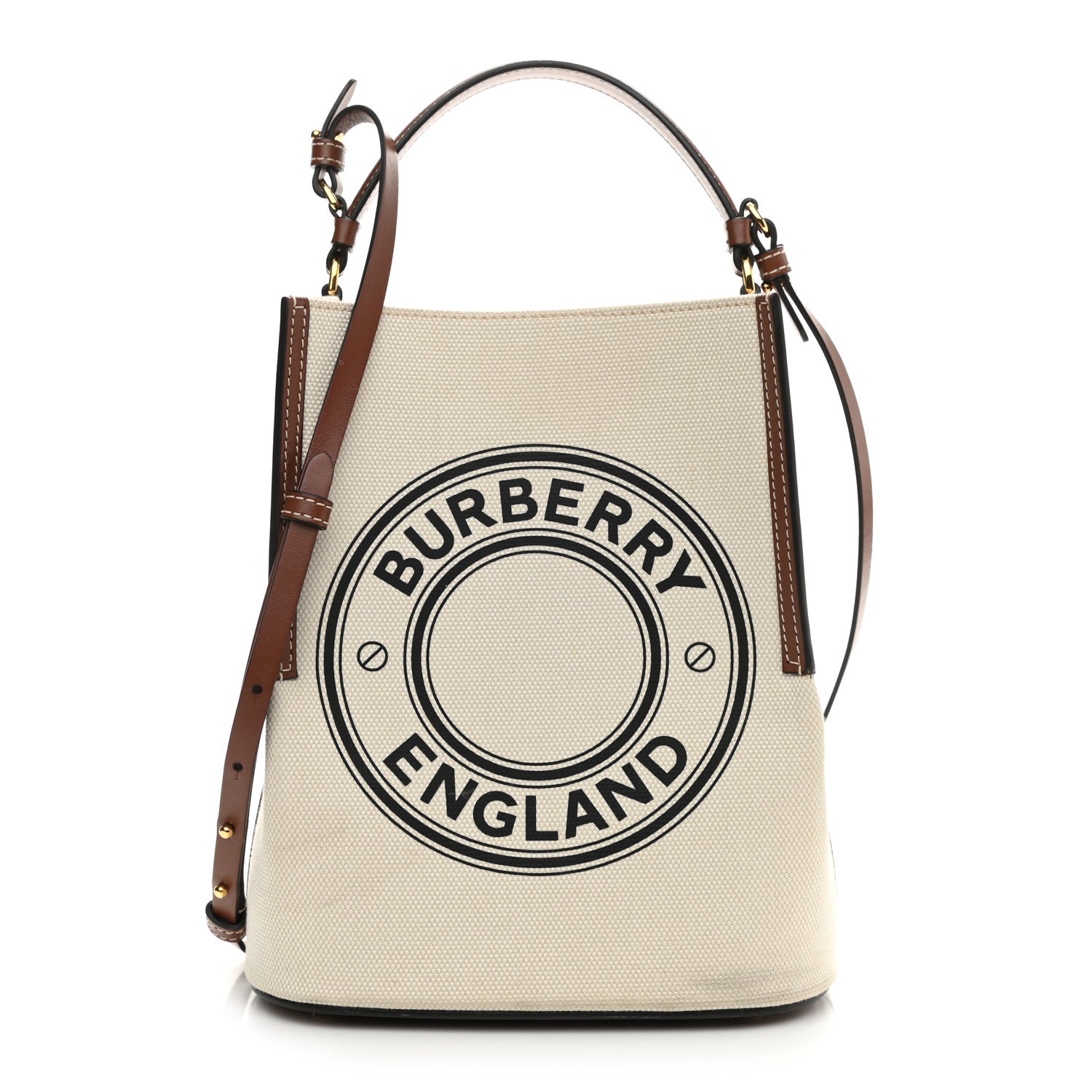 Burberry Canvas Cotton Small Peggy Bucket Bag Natural Gold 1 of 10