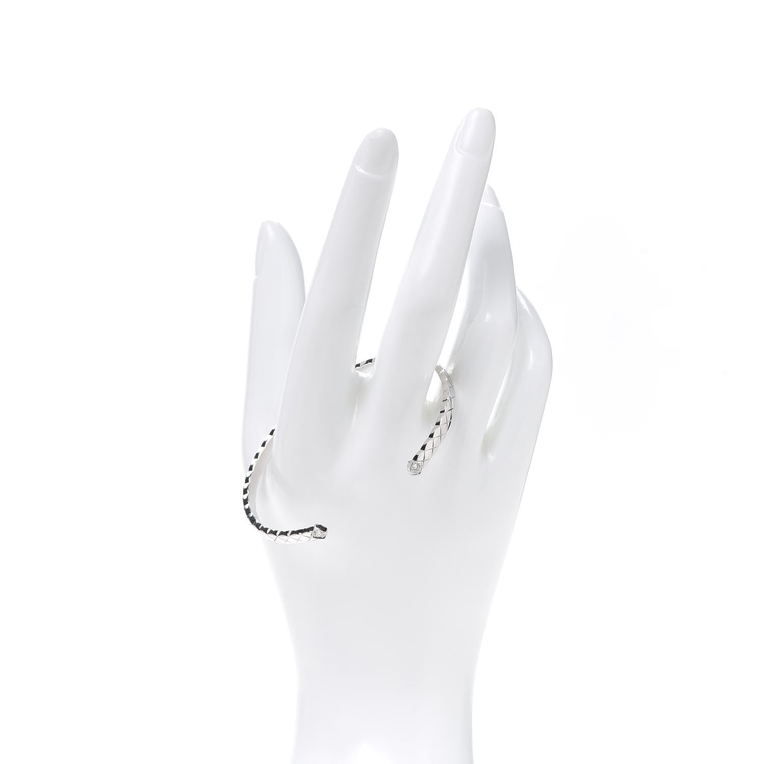 Chanel 18K White Gold Diamond Coco Crush Cuff Bracelet L 2 of 7