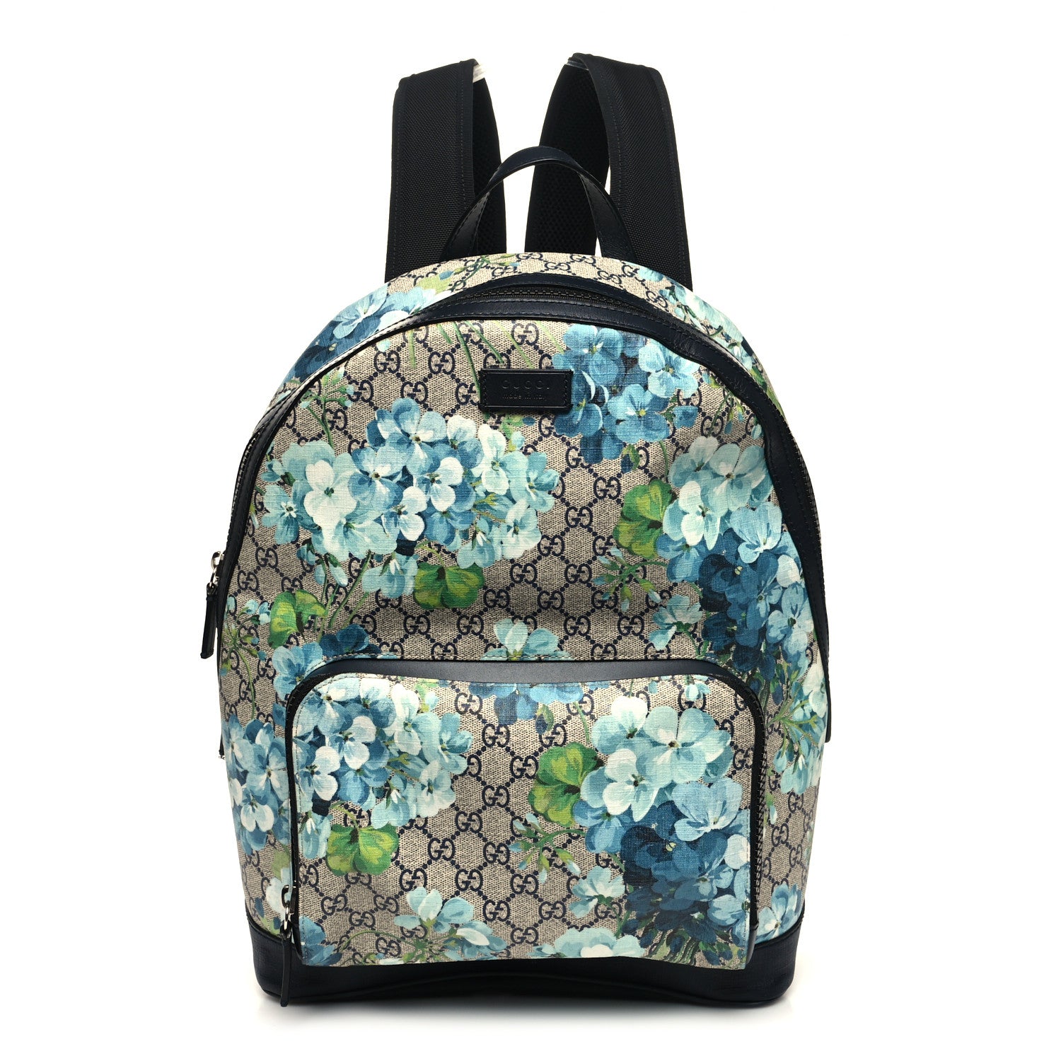 Gucci GG Supreme Monogram Blooms Medium Day Backpack Beige Blue Navy 1 of 9