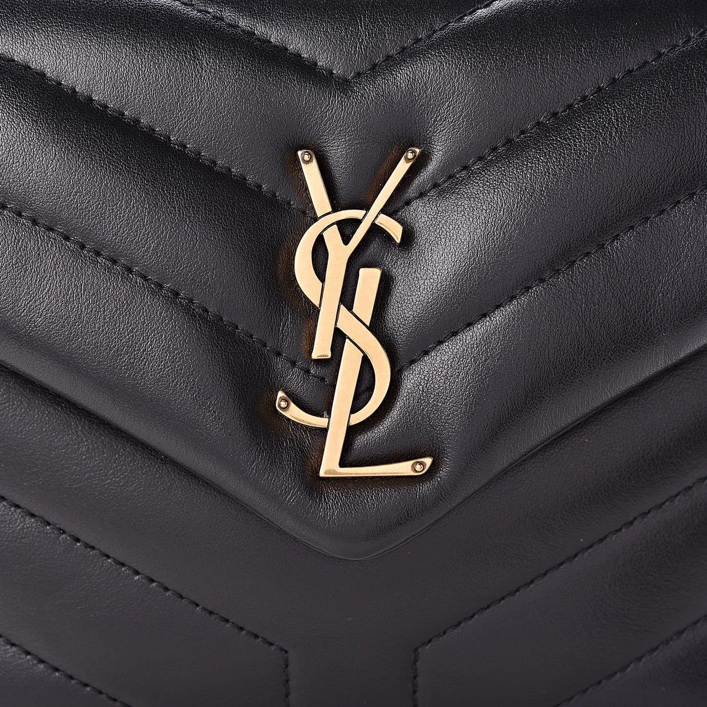 Calfskin Y Quilted Monogram Small Loulou Chain Satchel Black