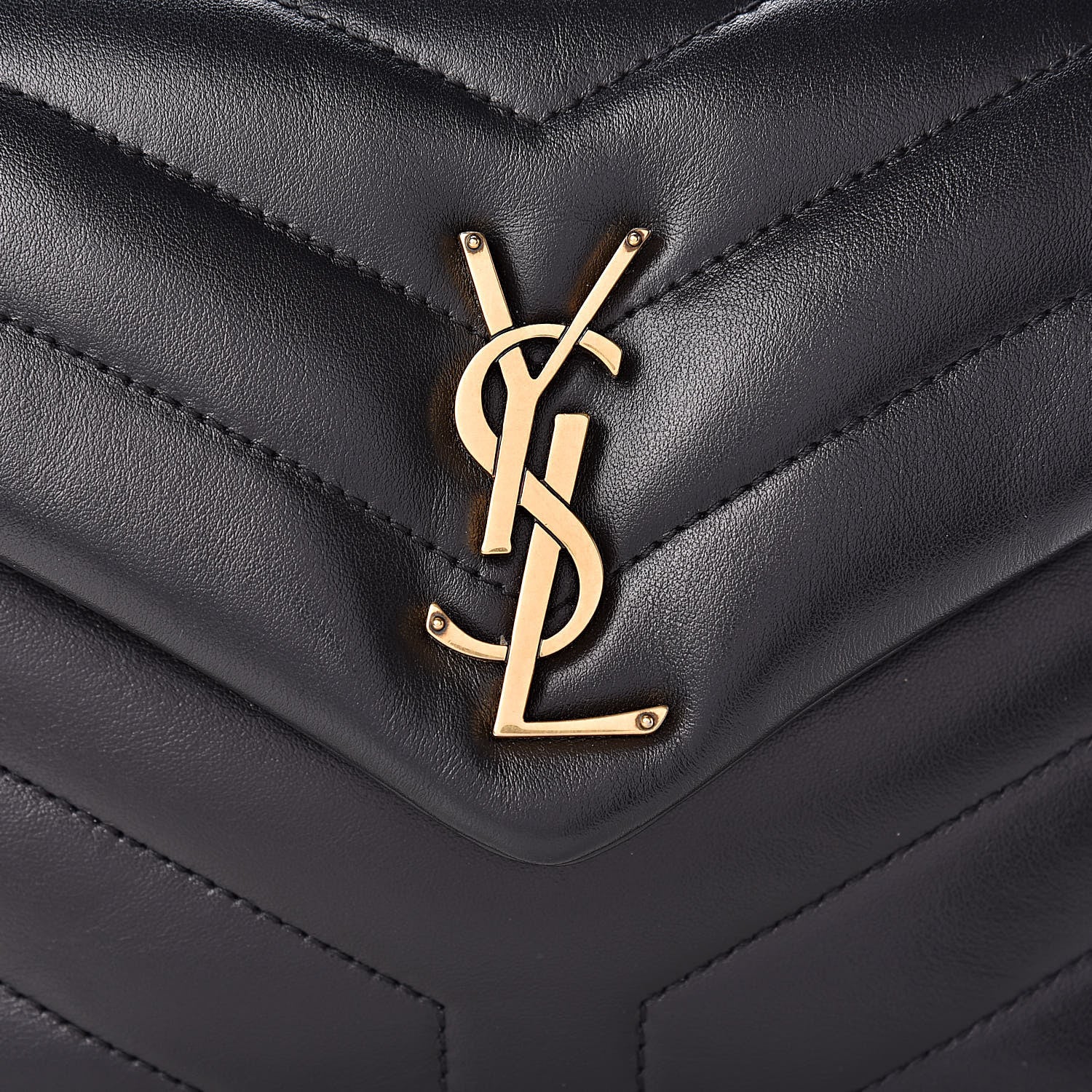 Saint Laurent Calfskin Y Quilted Monogram Small Loulou Chain Satchel Black 9 of 11