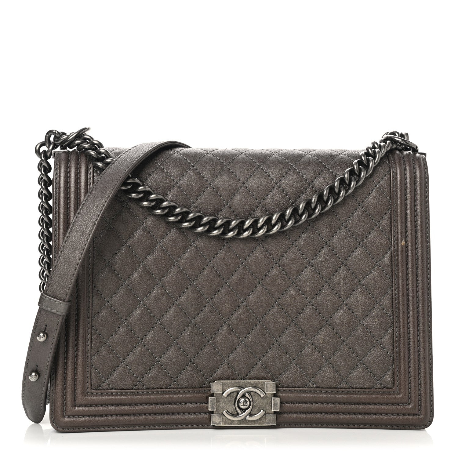 Chanel Calfskin Quilted Large Boy Flap Grey 1 of 12
