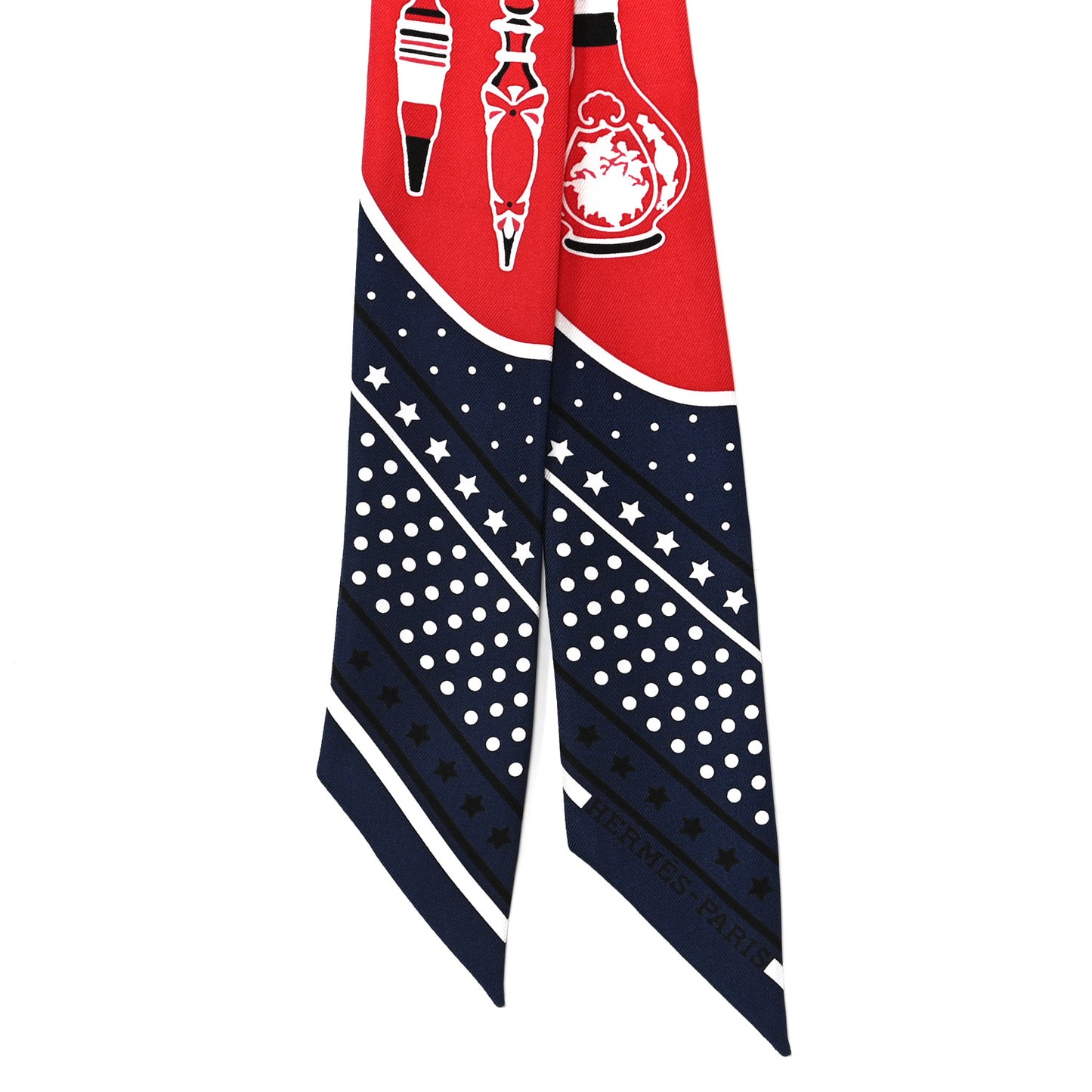 Silk Les Flacons Bandana Twilly Marine Rouge White