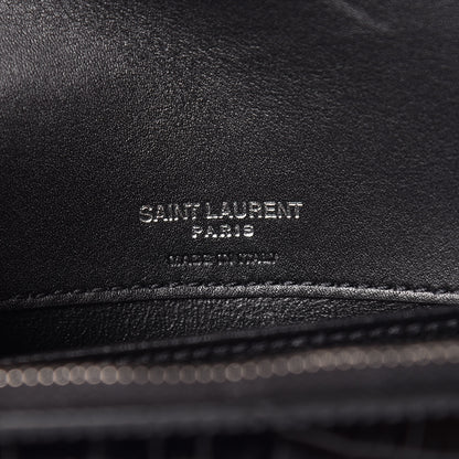 Saint Laurent Calfskin Crocodile Embossed Monogram Kate Belt Bag Black 6 of 10