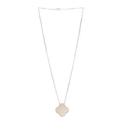 Van Cleef & Arpels 18K White Gold Mother of Pearl Magic Alhambra Pendant Necklace 3 of 5