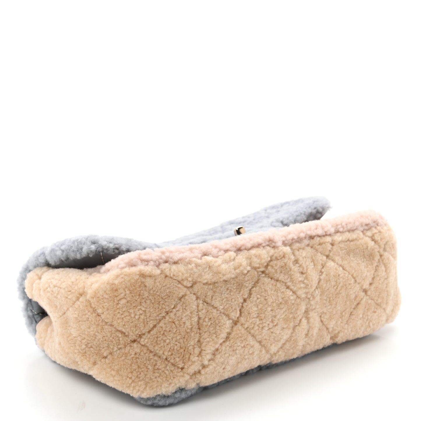 Shearling Sheepskin Single Flap Gray Pink Beige