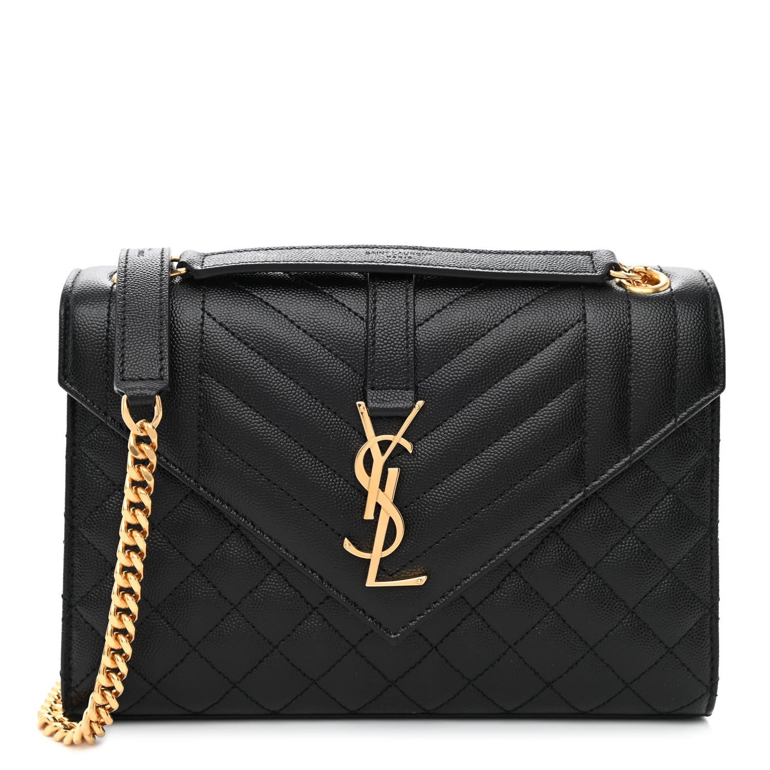 Saint Laurent Grain De Poudre Textured Mixed Matelasse Triquilt Medium Monogram Satchel Black 1 of 11