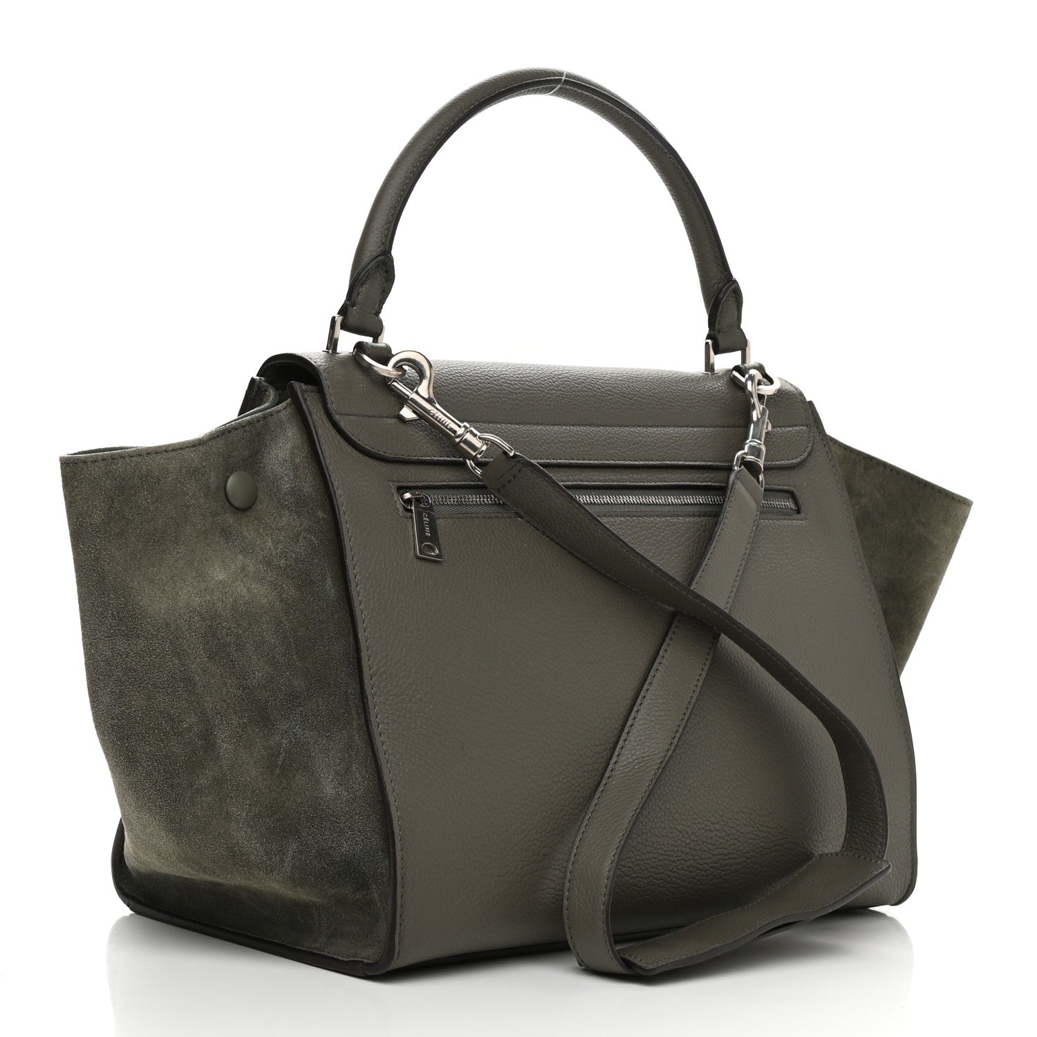 Celine Drummed Calfskin Suede Medium Trapeze Souris 3 of 9