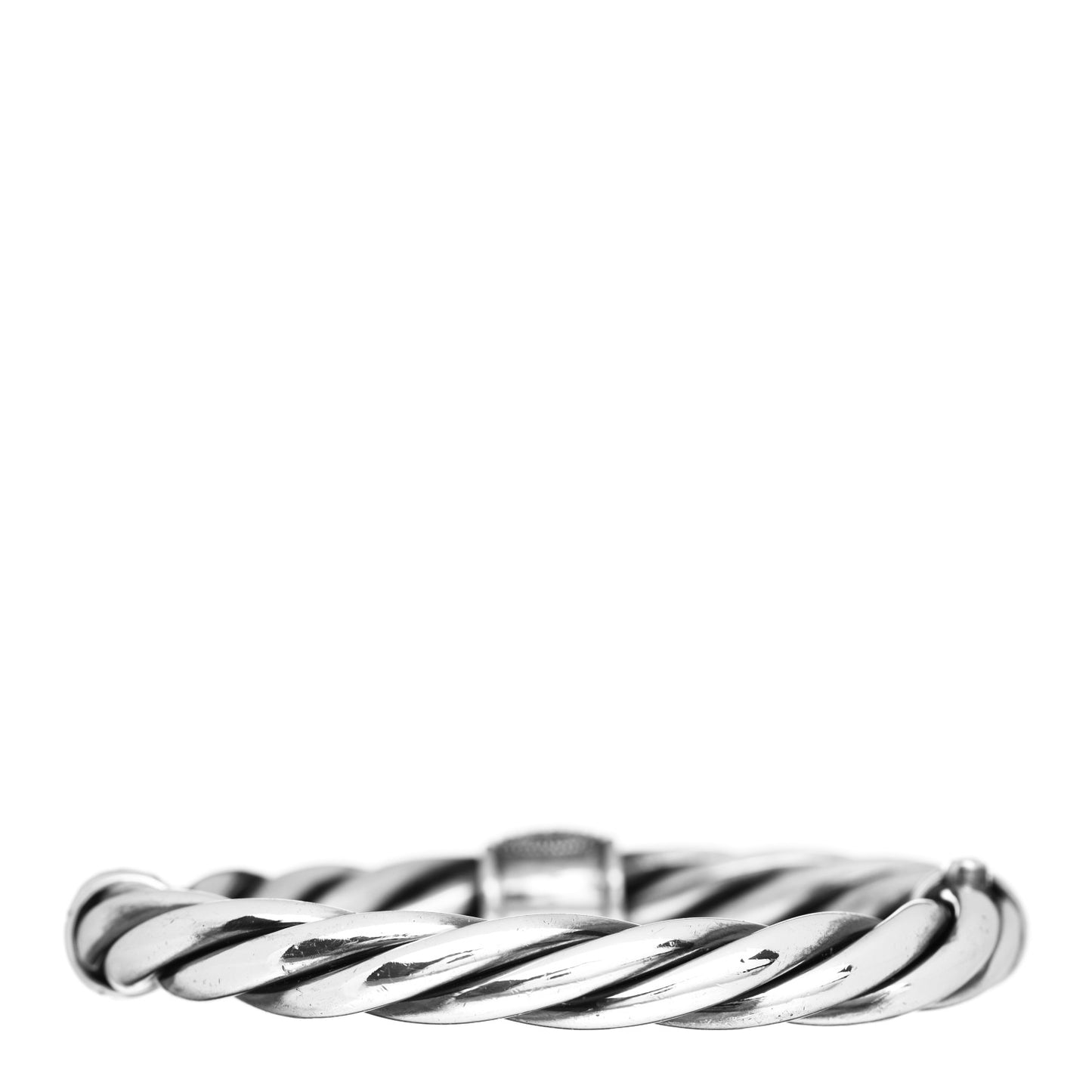 Sterling Silver Diamond 10mm Metro Cable Station Bangle Bracelet