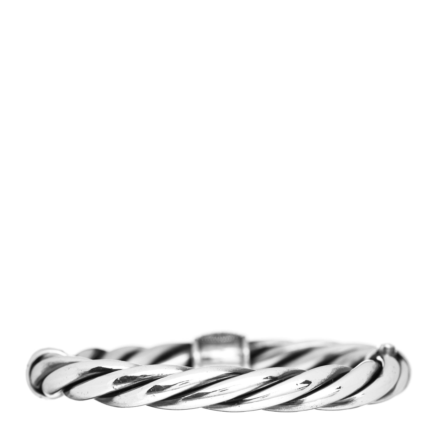 David Yurman Sterling Silver Diamond 10mm Metro Cable Station Bangle Bracelet 2 of 3