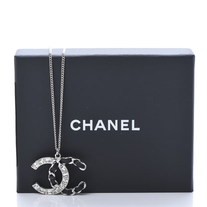 Chanel Lambskin Baguette Crystal CC Necklace Black Silver 5 of 5