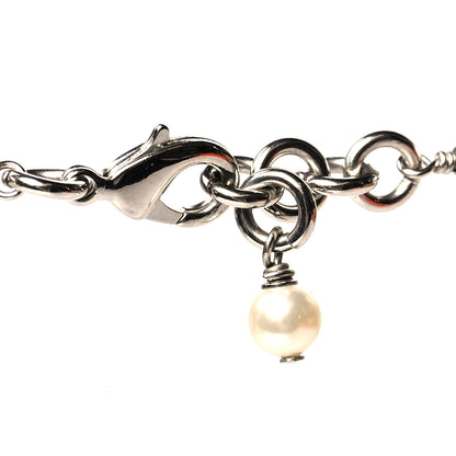 Chanel Graduated Pearl Crystal CC Long Necklace Silver 4 of 5