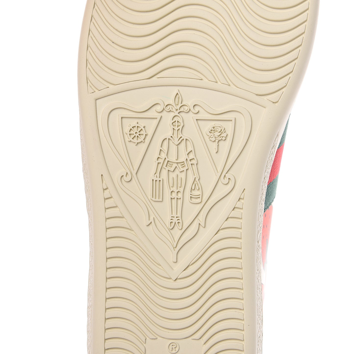 Calfskin Web Strawberry Print Womens Ace Sneakers 37.5 Ivory Red Green
