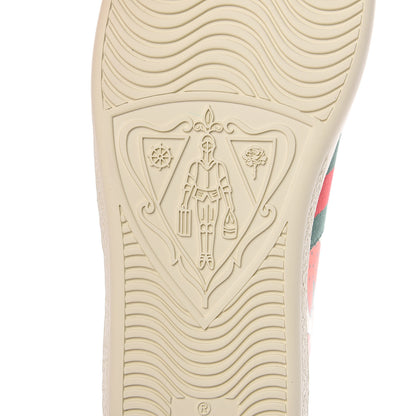 Gucci Calfskin Web Strawberry Print Womens Ace Sneakers 37.5 Ivory Red Green 7 of 11