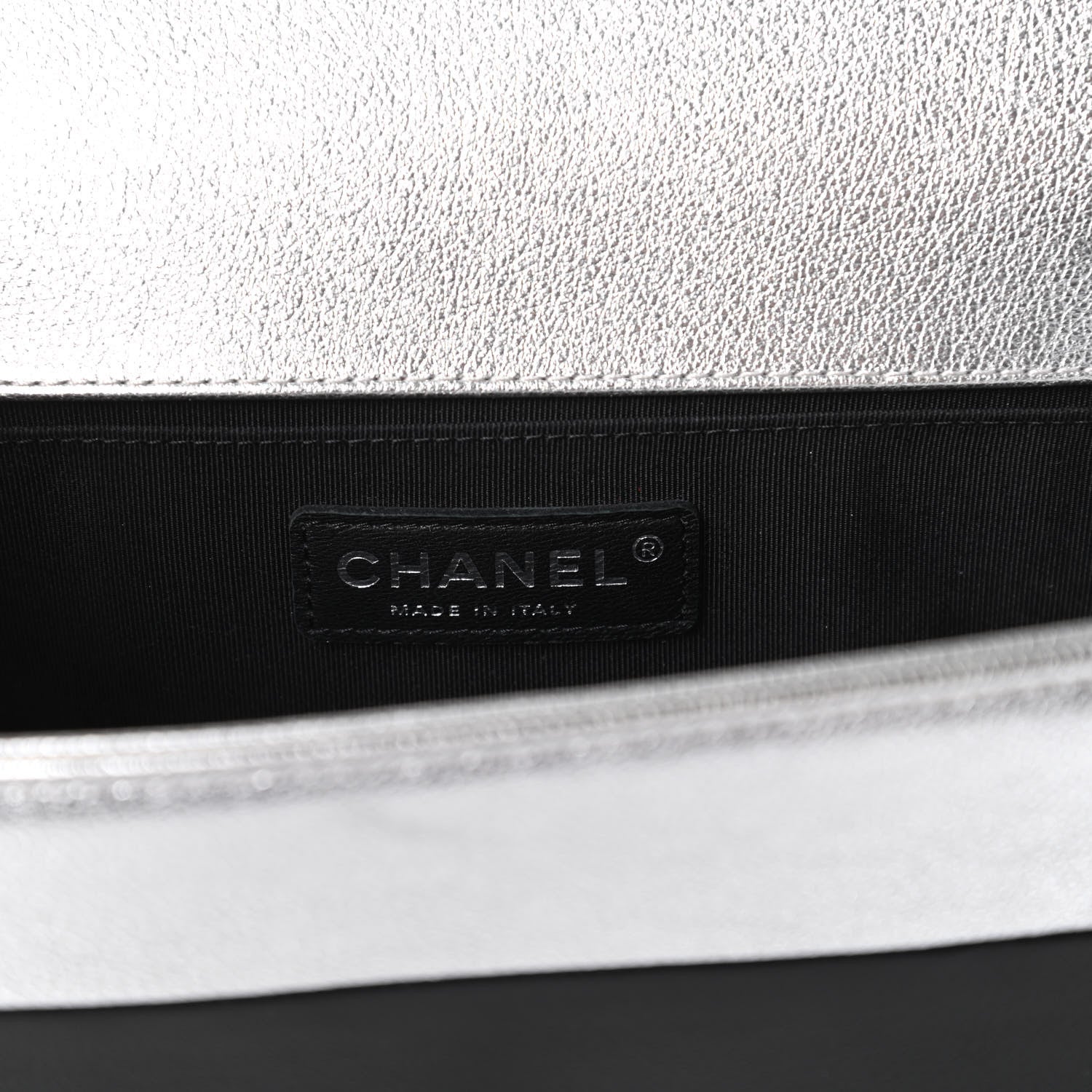 Chanel Metallic Goatskin Calfskin Medium Boy Flap Silver Black 8 of 11