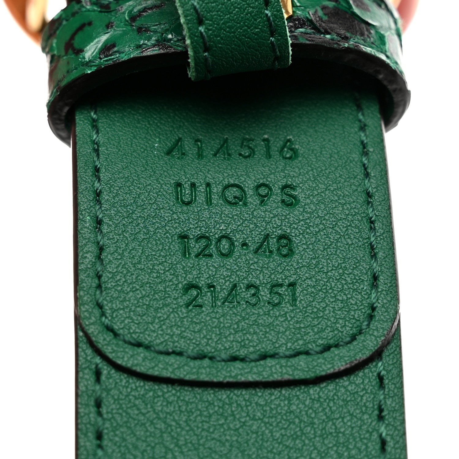 Gucci GG Supreme Monogram Anaconda Double G 30mm Belt 120 48 Ebony Emerald 3 of 7