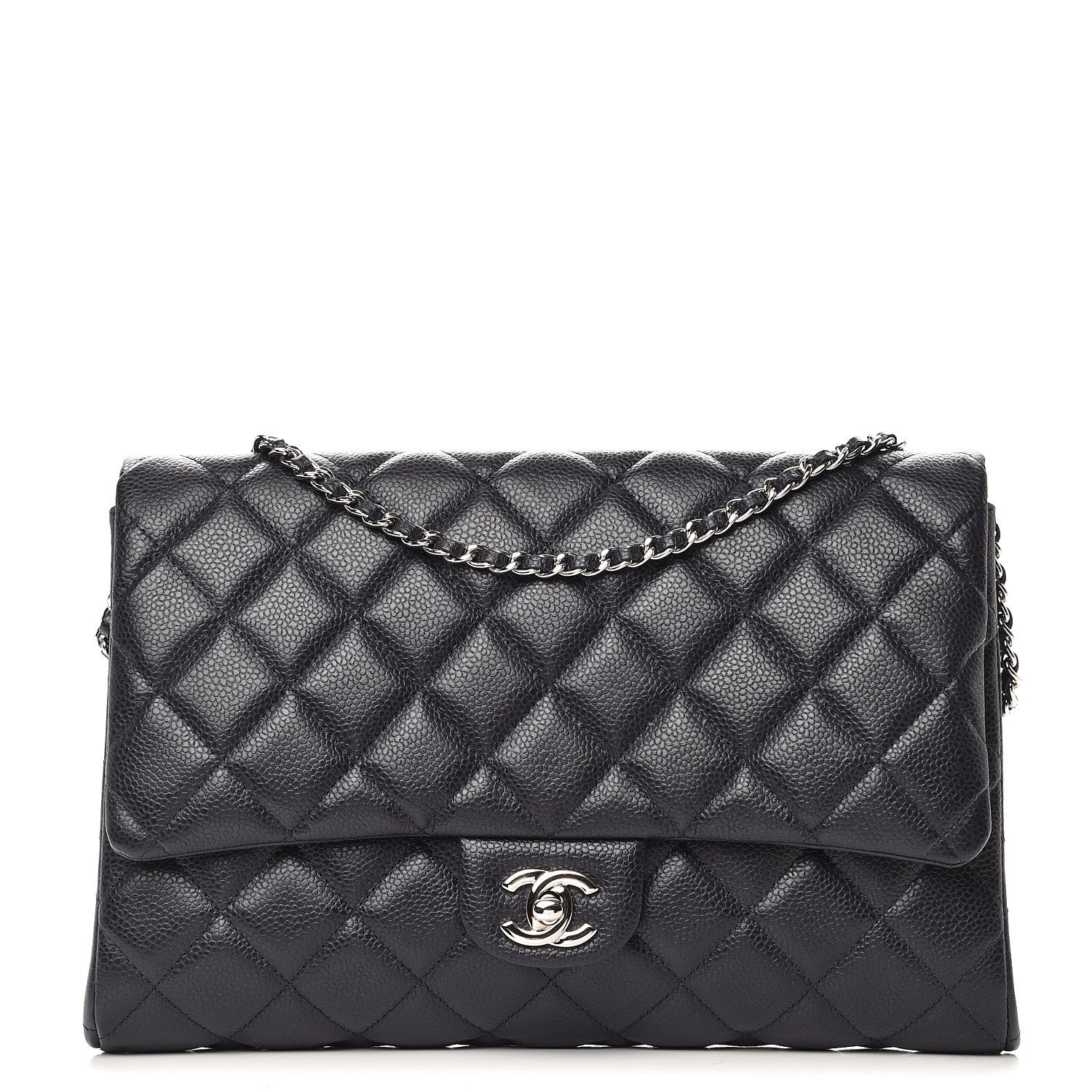Chanel Caviar Clutch with Chain Flap Navy Blue 1 of 8