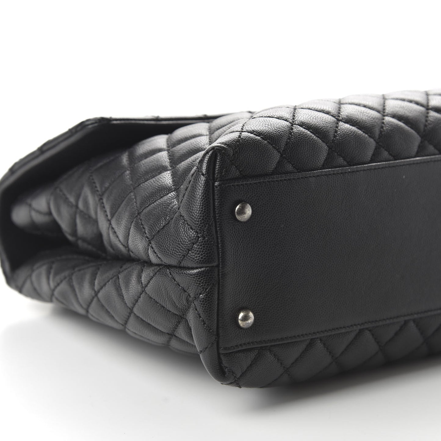 Caviar Quilted Large Coco Handle Flap Black