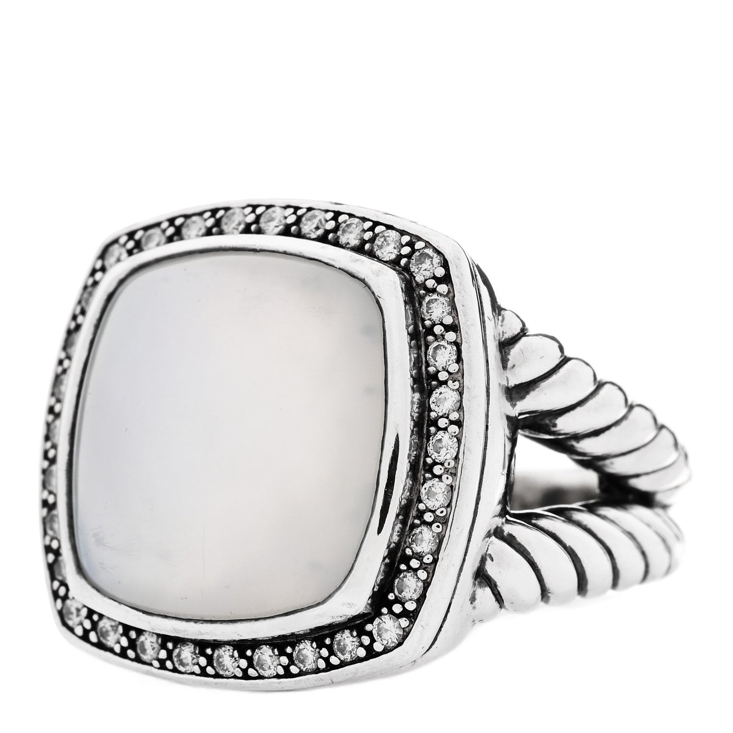 Sterling Silver Diamond Mother of Pearl 17mm Albion Ring 60 9