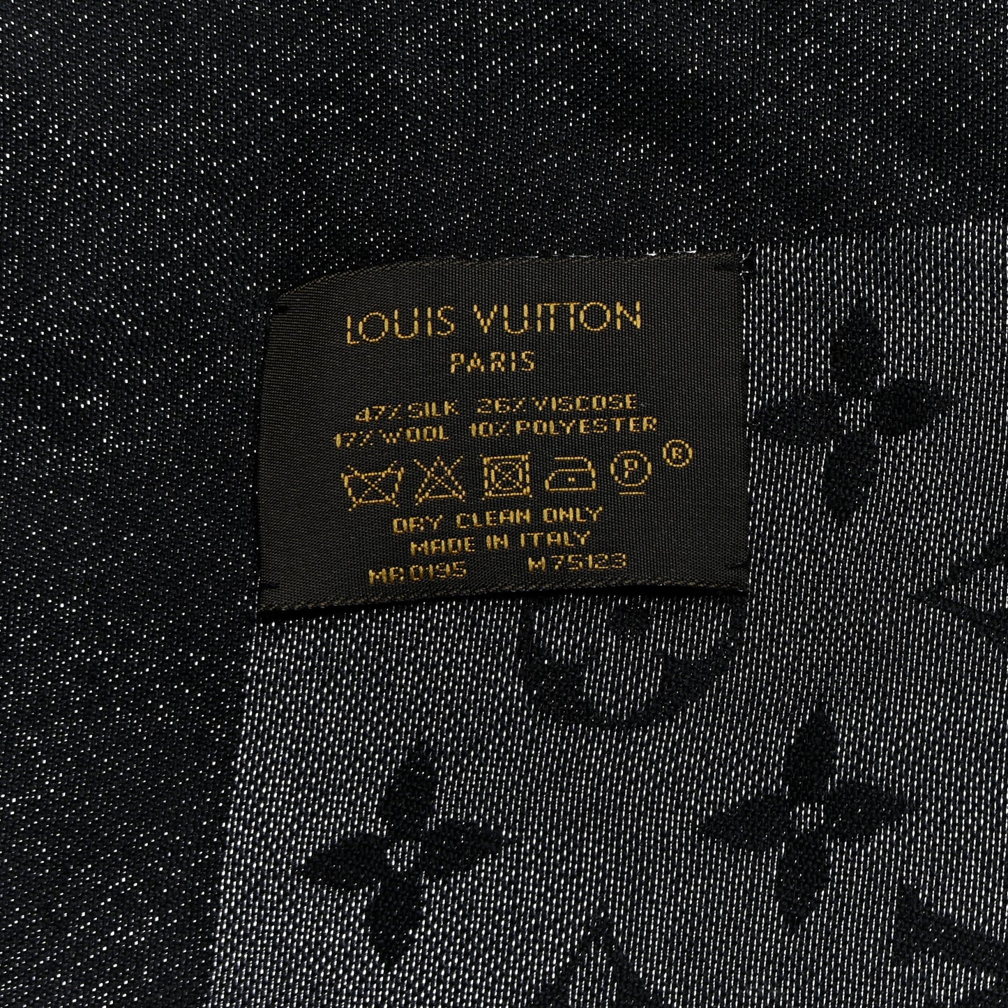 Silk Lurex Wool Monogram Shine Shawl Black