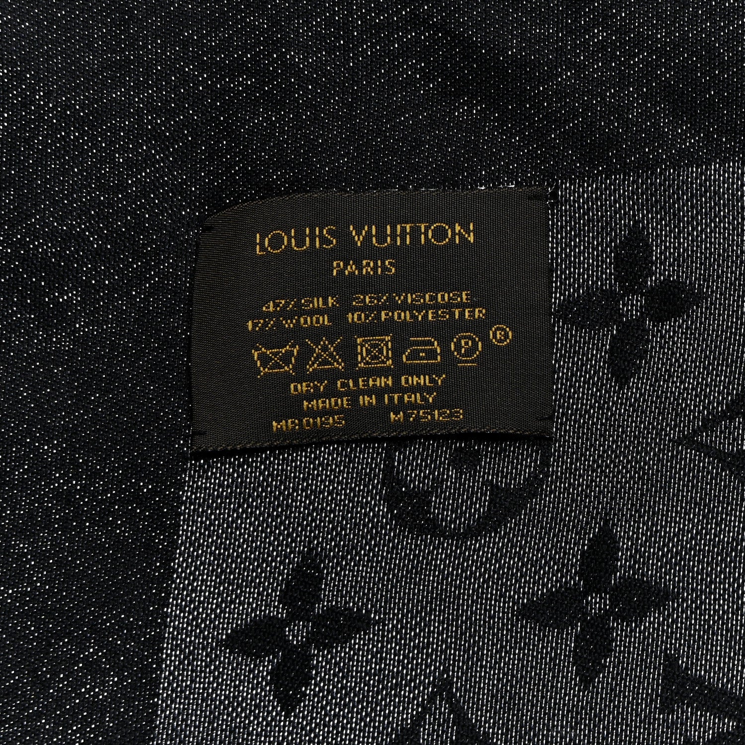 Louis Vuitton Silk Lurex Wool Monogram Shine Shawl Black 3 of 5