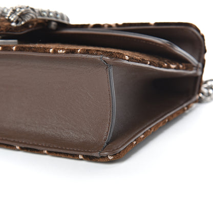Gucci Velvet Moon Calfskin Crystal GG Monogram Small Dionysus Shoulder Bag Brown Vintage Cocoa Black Diamond 10 of 12