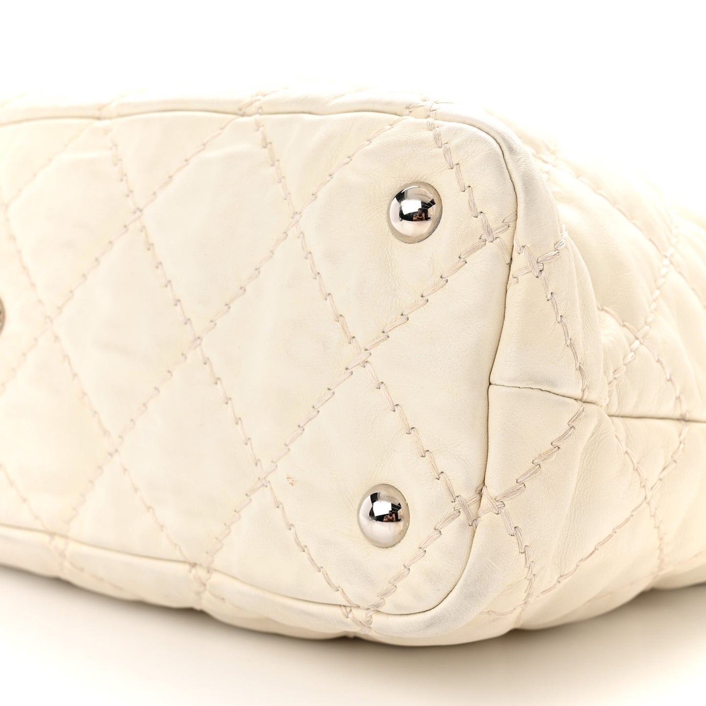 Calfskin Ultimate Stitch Shopping Tote White
